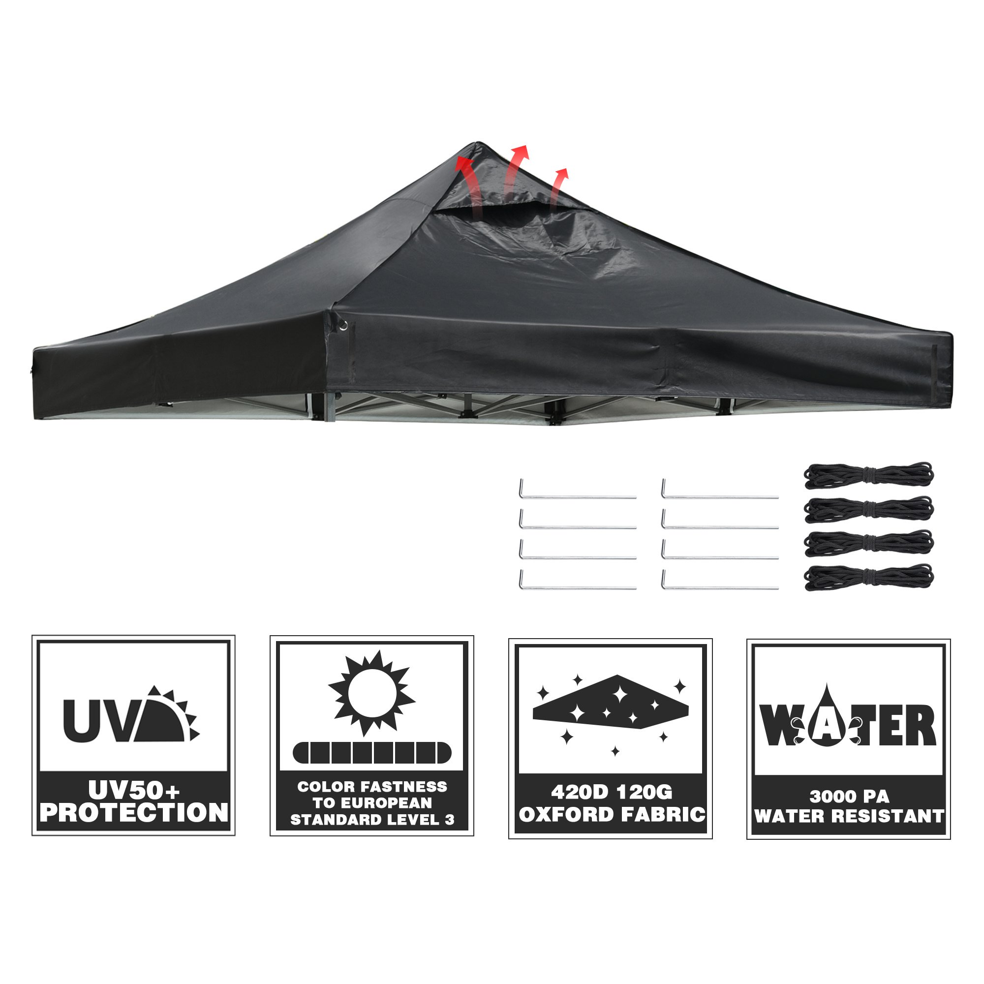 9.6x9.6ft EZ Canopy Gazebo Top Replacement/Black 9.6x9.6ft EZ Canopy Gazebo Top Replacement/Black