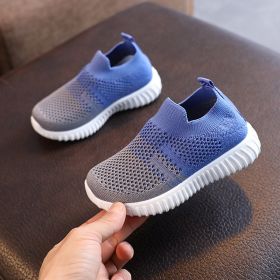 Kids Shoes Multicolor Knitted Toddler Baby Sneakers Casual (Option: Blue-30)