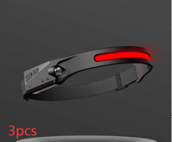 COB LED Induction Riding Headlamp Flashlight USB Rechargeable Waterproof Camping Headlight With All Perspectives Hunting Light (Color: Red 3Pcs, Electrical Outlet: Usb)