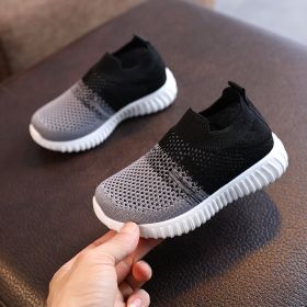 Kids Shoes Multicolor Knitted Toddler Baby Sneakers Casual (Option: Black-33)