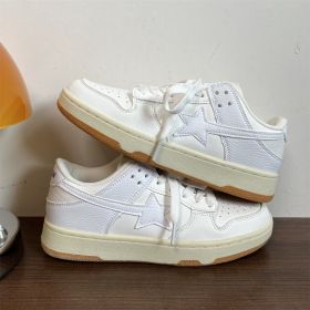 Mens Fashion Casual Retro Low Top Flat Bottom Sneakers (Option: White-38)